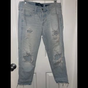 Low rise boyfriend jeans.